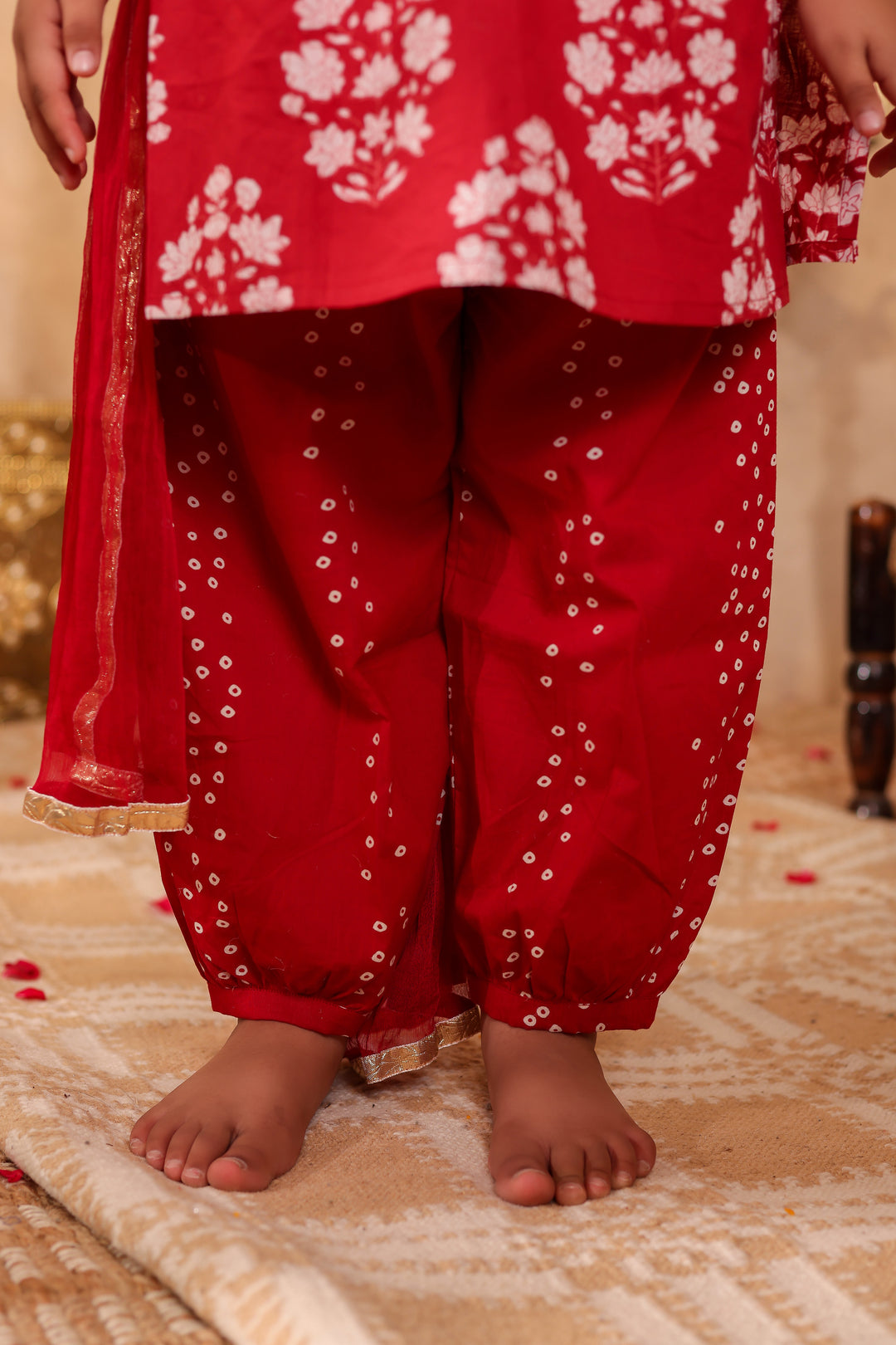 GIRLS MAROON ALIA CUT KURTI WITH AFGHANI SALWAR AND DUPATTA (SET OF3)