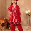 GIRLS MAROON ALIA CUT KURTI WITH AFGHANI SALWAR AND DUPATTA (SET OF3)
