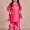 GIRLS PINK MUSLIN GOTA PATTI WORK KURTI WITH SHARARA AND DUPATTA (SET OF 3)