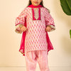 GIRLS PINK BELL SLEEVES KURTI WITH PINK SALWAR AND DUPATTA (SET OF 3)