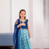 GIRLS BLUE FLORAL LEHENGA WITH BLUE TOP AND DUPATTA (SET OF 3)