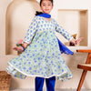 GIRLS BLUE FLORAL ANARKALI KURTI WITH BLUE PANT AND DUPATTA (SET OF3)