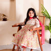 GIRLS PEACH FLORAL ANARKALI KURTI WITH PEACH PANT AND DUPATTA (SET OF3)