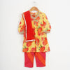 GIRLS YELLOW FLORAL KURTI WITH LEHERIYA PANT AND DUPATTA (SET OF 3)