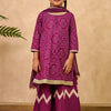 GIRLS PURPLE BANDHEJ KURTI WITH LEHERIYA PALAZZO AND DUPATTA (SET OF 3)