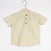 BOYS SOFT YELLOW BLUE ZIG ZAG HALF SLEEVE SHIRT