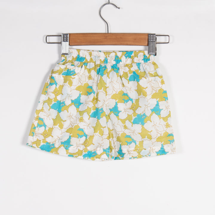 BOYS  GREEN WHITE FLORAL SHIRT WITH SHORTS CO-ORD SET