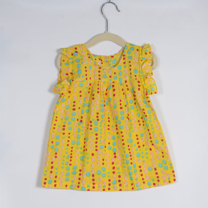 GIRLS YELLOW BUBBLE SUMMERY TOP WITH SHORTS CO-ORD SET