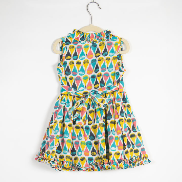 GIRLS FRILLED MULTI COLOR WRAP AROUND DRESS