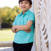 Boys Sky Blue Printed Half Sleeve Shirt
