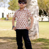 Boys Orange Buti Half Sleeve Shirt