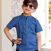 Boys Indigo Geometric Half Sleeve Shirt