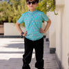 Boys Paisley Blue Half Sleeve Shirt