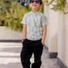 Boys Aqua Blue Half Sleeve Shirt