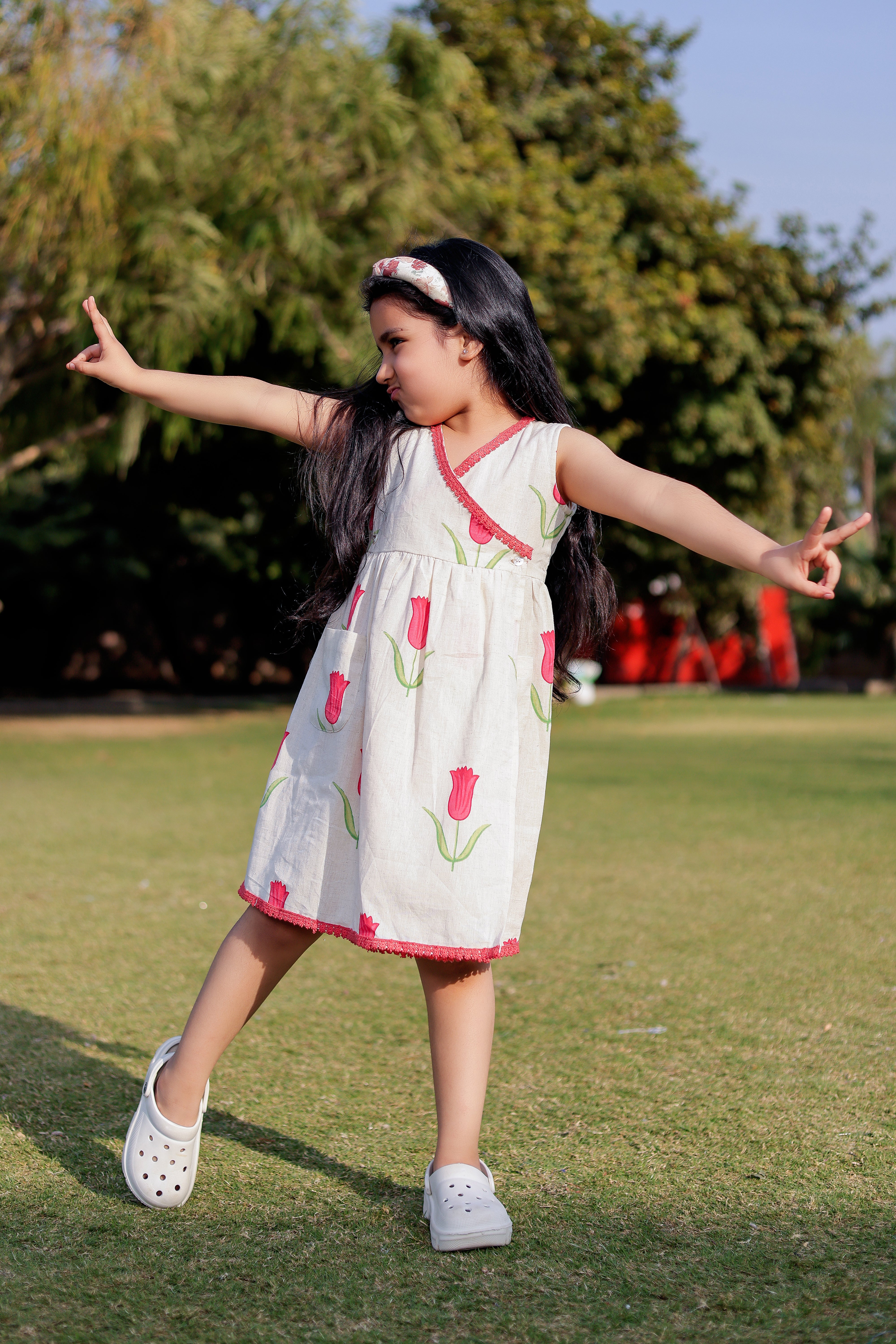 Girls Tulip Print Summer Frock – Amber Jaipur - Designer Clothes