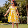 Girls Yellow Floral Frock with Lace