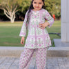 Girls Purple Floral Co-Ord Set (Kurti/Pant)
