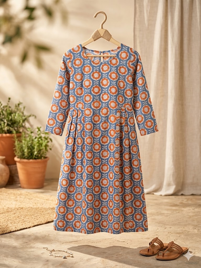 Women Blue Coral Dress