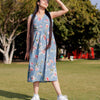 Women  Blue Floral Sleeveless Dress