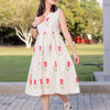 Women Tulip Print Sleeveless Dress