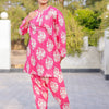 Women Pink Buti Co-Ord Set (Kurti/Pant)