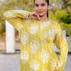 Women Yellow Buti Co-Ord Set (Kurti/Pant)