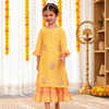 GIRLS YELLOW CHANDERI KURTI WITH GOTA PATTI HAND WORK WITH INNER COTTON DRESS (2PC SET)