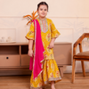 Girls Mustard Yellow Floral Printed Kurti & Sharara Set with Dupatta (Set of 3)