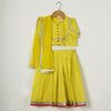 GIRLS FLUORESCENT YELLOW TOP WITH YELLOW LEHENGA AND DUPATTA (SET OF 3)