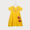 Girls Yellow Gota Patti Work Ankle Length Dress
