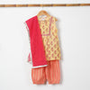 Yellow Floral Embroidered Kurti with Orange Afghani Salwar and Dupatta