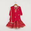 GIRLS FUCHSIA GOTA PATTI WORK KURTI WITH LEHERIYA SHARARA AND DUPATTA (SET OF 3)