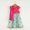 Pink Bahndhani Top with Blue Bandhani Lehenga and Dupatta