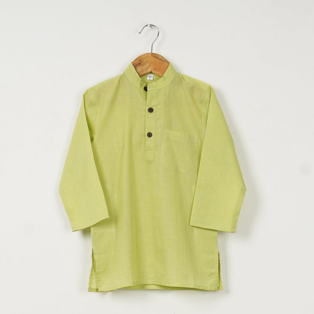 Green Kurta With Green Floral Jacket And Off White Pajama - Amber Jaipur - Designer Clothes Online India