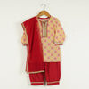 Yellow Motif Kurti with Gota Lace with Red Afghani Salwar and Dupatta